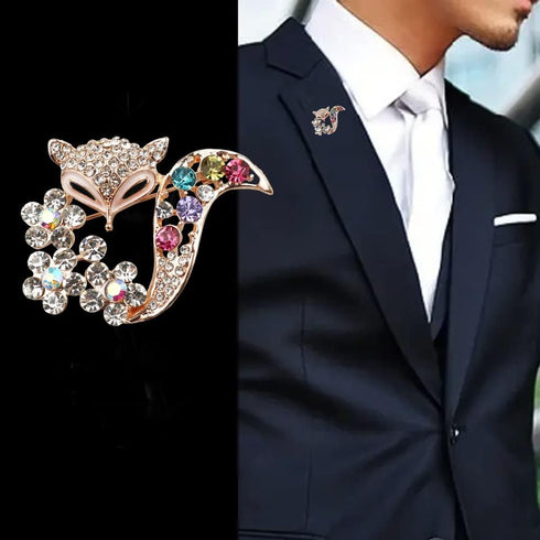 Vintage crystal rhinestones fox brooch women girl fashion personality jewelry Lapel Pin Safety Pin...