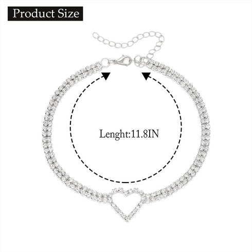 CLOACE Rhinestone Choker Necklaces Silver Heart Necklace Sparkly Tennis Chain Party Prom Neck Jewelry for Women...