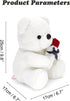 9.8'' Teddy Bear with Rose, Soft Plush Bear Doll Stuffed Animal Toys Valentines Day Decor Gifts for Her/Girlfriend Lover Mom Kids (White)...