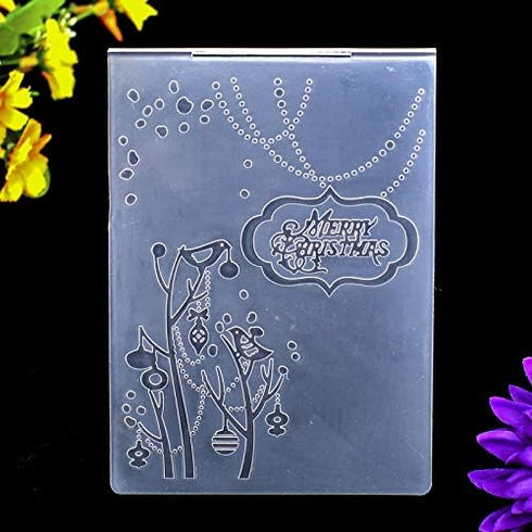 Kwan Crafts 4 pcs Different Style Christmas Deer Tree Giftbox Plastic Embossing Folders for Card Making Scrapbooking and Other Paper Crafts...