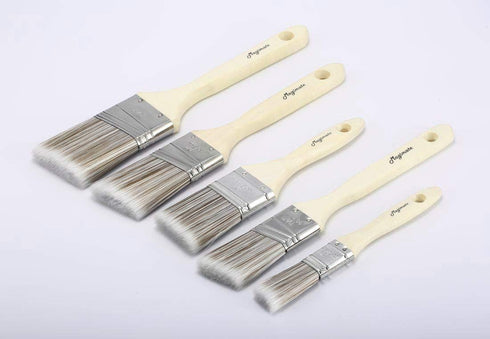 Paint Brushes Set, Sash Brushes, Soft Tapered Filament, Wood Stain Brushes for Walls, Cabinets and Fences Pack of 5...