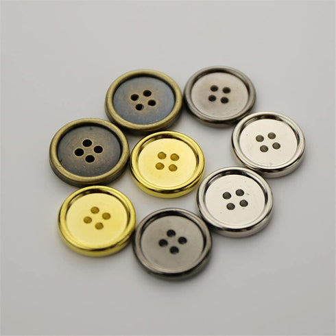 100 Pcs Round Craft Buttons 4 Holes Metallic Color Plastic Buttons for Sewing (Silver)...