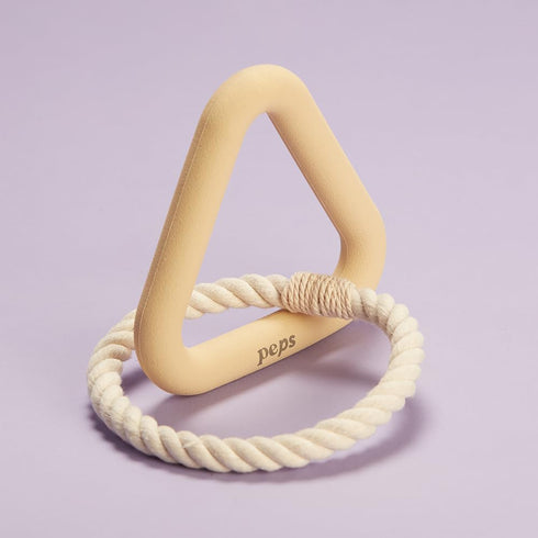 Peps Pet Toy Natural Rubber Triangle w/Cotton Rope (Tan, Small)...