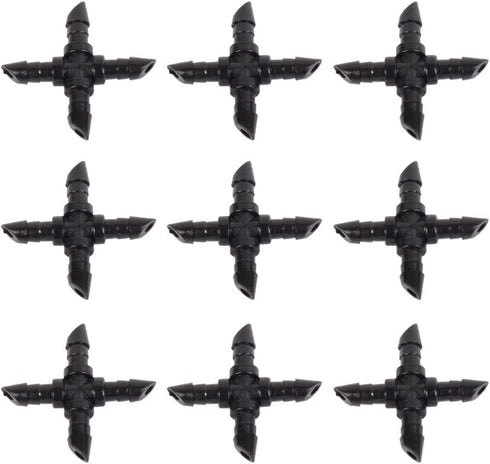 50 Pieces 1/4 Inch Barbed Cross Fittings Barbed Cross Connecters 4 Way Garden Watering Cross Connector Drip Irrigation Tubing Fit for 4mm/7mm Tube...