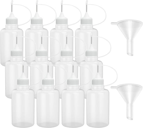 12 Pcs 1 Ounce Needle Tip Glue Bottle 30ml Plastic Dropper Bottles for Small Gluing Projects, Paper Quilling DIY Craft, Acrylic Painting, White Li...