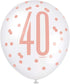 Unique Party 84918 Number Latex Balloons-12 | Rosegold | 6 Pcs, Rose Gold, Age 40...