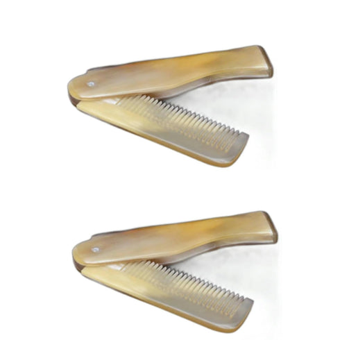 2Pcs Brown Yak Horn Comb Foldable Yak Horn Comb Pockets Clip Moustache Beard Styling Tool Portable Comb Hairdressing Hair Hair Care Tools Hair Sty...