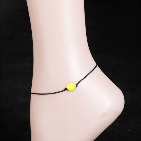 Gold Heart Anklet Bracelet for Women Men Teen Girls Boys Handmade Simple String Waterproof Ankle Bracelets for Women Minimalist Jewelry Adjustable...