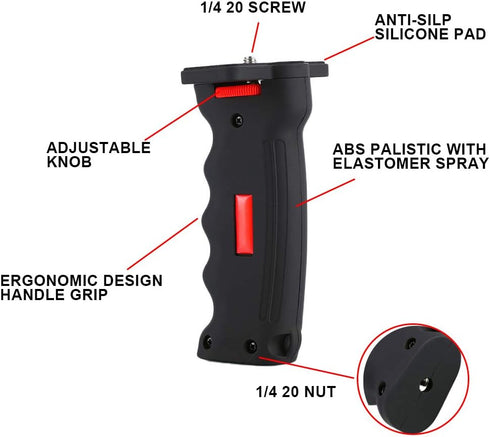 Poyinco Wide Platform Pistol Grip Camera Handle Camera Stabilizers with 1/4" Screw for SLR DSLR DC Canon Nikon Sony iPhone Xiaomi Smartphone...