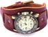 Handmade Men Watches Vintage Punk Hip-hop Gothic Soft Wide Leather Fashion Cuff Women Wristwatch Round Bronze Dial Quartz...
