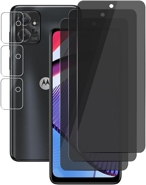 (3+3) For Motorola Moto G Power 5G 2023 (3 Pack) Anti Spy Private Tempered Glass Privacy Screen Protector and (3 Pack) Camera Lens Protector, 2.5D...