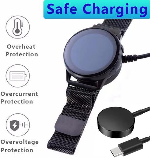 Charger for Galaxy Watch 5 Pro, USB C Watch Charger Cable Compatible with Samsung Galaxy Watch 6 Classic/6/5 Pro/5/4 Classic/4/3/Active 2 - Black,...