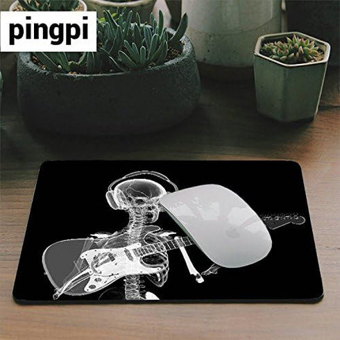 Gaming Mouse Pad Custom Design Mat, Abstract x-ray Skull Skeleton in Headphones Playing Guitar Design Art,9.5 X 7.9 Inch (240mmX200mmX3mm)...