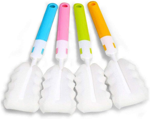 INVODA 4PCS Bottle Brush,Bottle Washer Set Long Sponge Bottle Cleaning Brushes Baby Bottle Cleaner Brush, Nipple Brush (4 pcs)...