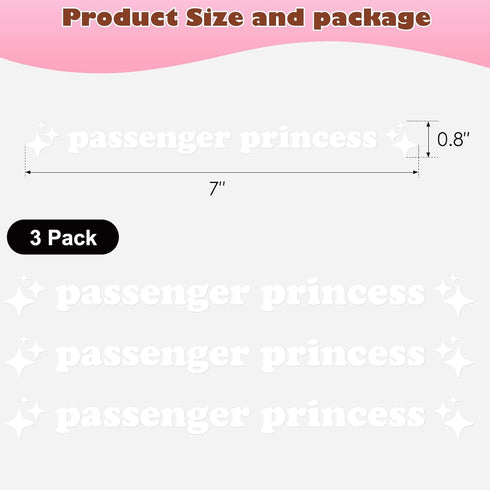 Aolamegs Passenger Princess Sticker, 3 Pack Cute Stickers for Car Window Rearview Mirror, Funny Girl Car Accessories Car Mirror Decal (White)...