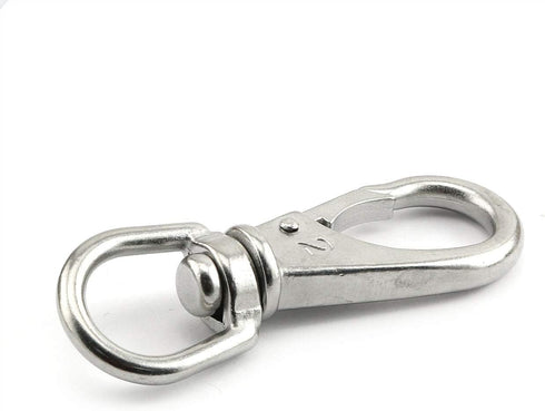 1-Pack M6 Swivel Eye Snap Hook 304 Stainless Steel Boat Marine Pet Chains Keychains Lanyard Hook Multi-Use Spring Snap Hook Clasp Hardware Accesso...