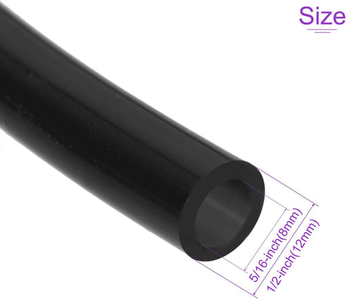 DMiotech 5/16"(8mm) ID 1/2"(12mm) OD 3.3 Feet Silicone Tube Black Industrial Silicone Tubing for Water Air Pump...