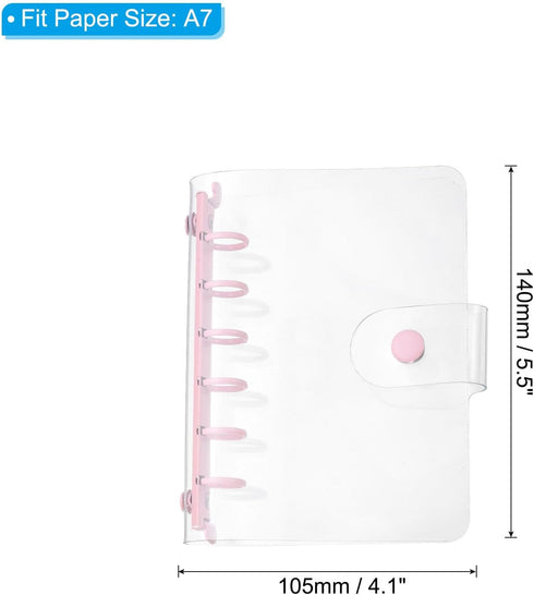 PATIKIL A7 Clear Binder Cover, Soft PVC Loose Leaf Binder Protector Refillable Notebook Shell with Snap Button Closure and 6 Rings for DIY Meeting...