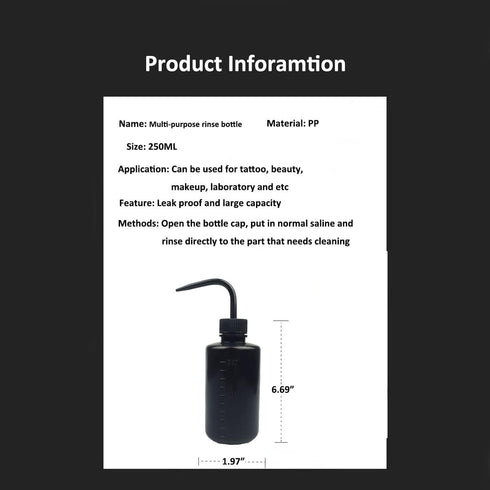 2Pcs 250ml 8.5oz Plastic Safety Wash Bottle,Narrow Mouth Squeeze Bottles for Tattoo Wash?Chemistry, Industry, Lab & Gardening-Transparency...