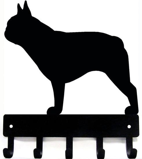 French Bull Key Holder & Dog Leash Hanger for Wall - Large 9 inch Wide with 5 Hooks - Made in USA...