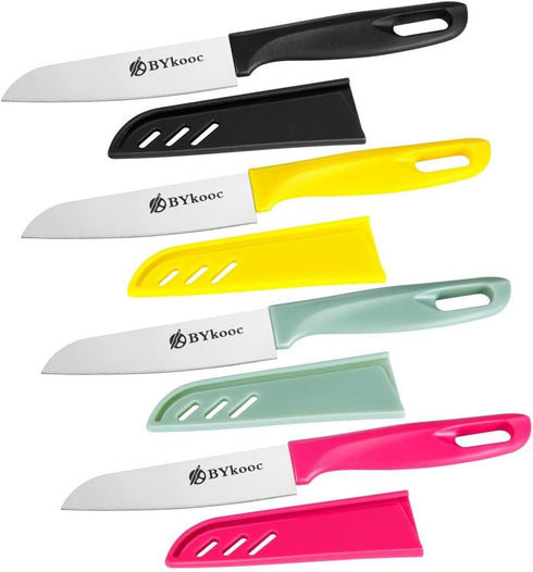 8 pieces Paring Knives (4PCS Peeling Knives and 4PCS Knife Sheath), Ultra Sharp Vegetable and Fruit Knife,German Steel Small Kitchen Knife with PP...