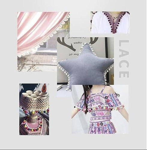 YYCRAFT 10 Yards Ball Fringe 1" Wide Pom Pom Trim Ribbon Sewing-White...