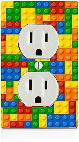 Colorful Bricks Design Print Image Electrical Outlet Plate...