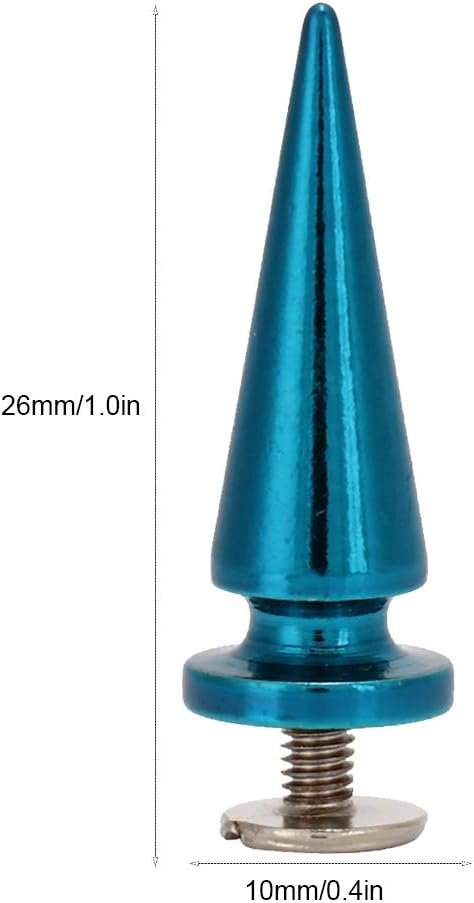 HEEPDD 10Pcs 10x26MM Large Size Cone Spikes Punk Rivets Stud Screw Tree Shape Back Spikes for DIY Leather Shoes Jacket Craft Garment Bag(Blue)...