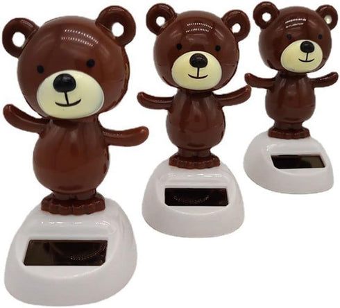 Brown Solar Dancing Bear Decoration Solar Powered Dancing Car Dashboard Decor, Bobbling Head Bear Decoration Shaking Head Dolls Solar Power Kits...