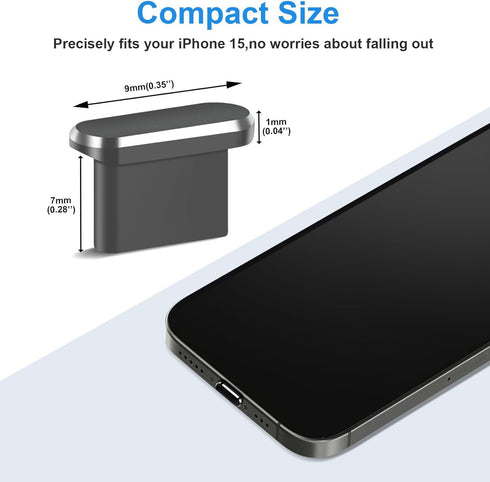 Mizi [2 Pack USB-C Metal Anti Dust Plug Cover, Protect Charging Port from Dust and Moist with Storage Box and Cable Clip Holder for iPhone 15, 15 ...