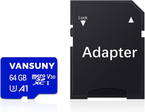 Vansuny Micro SD Card 64GB microSDXC Memory Card with SD Adapter A1 App Performance V30 4K Video Recording C10 U3 Micro SD for Phone, Security Cam...