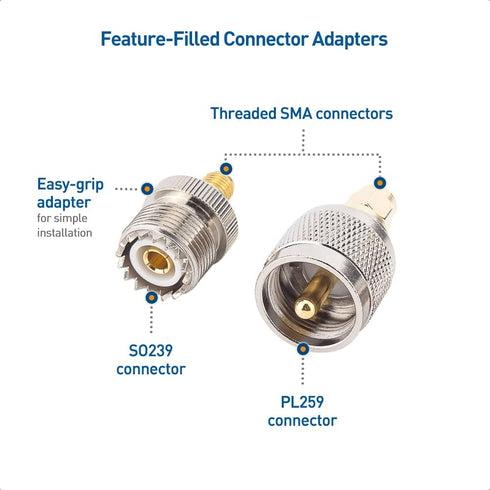Cable Matters 4-Pack SMA to UHF Adapter Kit, UHF to SMA Adapter Kit/SMA to UHF Gender Changer and Connector Adapter Kit...