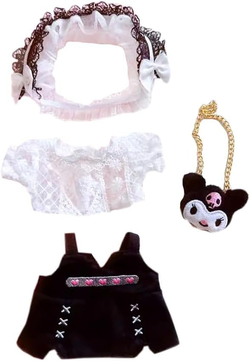 niannyyhouse 20cm Plush Doll Clothes Loose Headwear White Shirt Black Skirt Backpack 8in Soft Stuffed Plush Toy Accessories Dress Up...