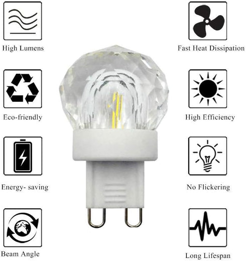 Lxcom Lighting G9 LED Bulb 2W Dimmable Globe Crystal LED Light Bulbs 20W Equivalent G9 Base COB Light Bulbs Daylight White 6500K 150LM 110V for Ho...