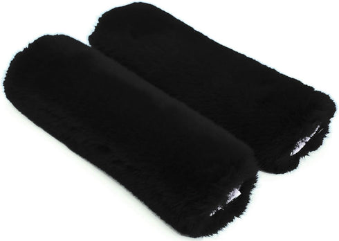 6pcs/Set Soft Fluffy Faux Wool Steering Wheel Cover & Seatbelt Shoulder Pads & Handbrake Cover & Gear Shift Cover Winter Warm Universal Fit (Black...
