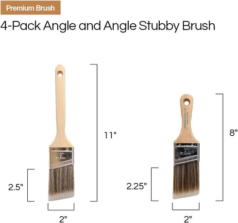 Vermeer Paint Brushes 4-Pack Angle Brushes in Assorted Sizes for All Latex and Oil Paints & Stains - Home Improvement - Interior & Exterior Use...