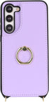 for Samsung Galaxy S22 Case with Card Holder and Strap for Women,Crossbody Lanyard,Ring Stand,Snap Clasp,Phone Wallet Cases 6.1 inch(Purple)......