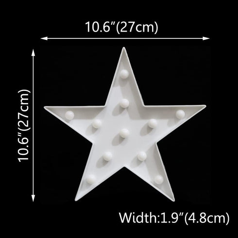 LED Marquee Star Sign Night Light, Battery Operated Star Shaped Desk Table Lamp for Kids, Baby, Child, Girl Gift, Nursery Room, Wall Decor (White)...