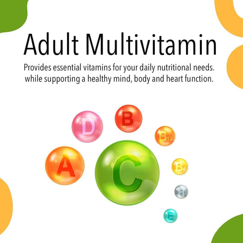 Adult Multivitamin Gummy with Vitamin, Vitamin C, Vitamin D Vitamin E, Niacin, Vitamin B6, Folate, Vitamin B12 Biotin, Pantothenic Acid, Sodium, I...