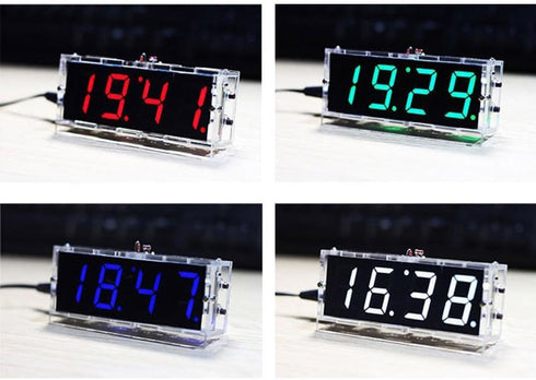 4-Digital DIY Clock Kits, LED Talking Clock DIY kit for Soldering Practice Learning Electronics with Transparent Case 4 Colors for Choose......