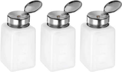 3pcs Solvent Alcohol Dispensers 200ml(6.7oz) Push Down Liquid Dispenser Pump with Sealing Stainless Steel Lid for Acetone Cleanser Polish Remover,...