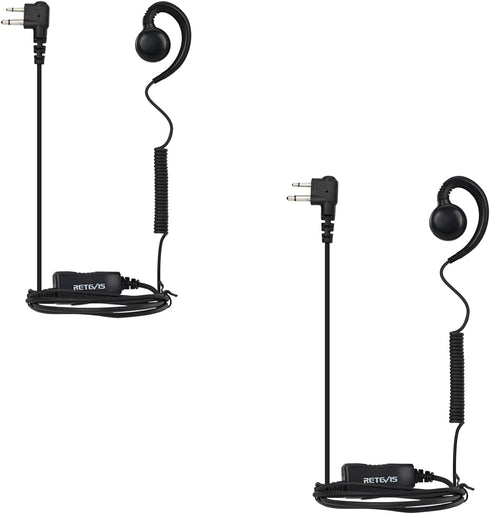 Retevis Swivel Two Way Radio Headset with Mic 2 Pin,Coil Tube,Compatible with Motorola CP100D CP185 CP200 CP200D GP300 GP2000 BRP40 HYT TC610 Walk...