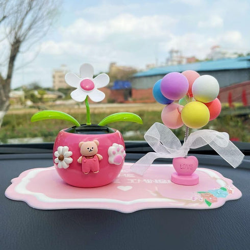 Rose Red Solar Dancing Flower Car Dashboard Decorations - Funny Solar Powered Dancing Flower Pot Flower Swinging Toy for Car Decor Funny Gifts for...
