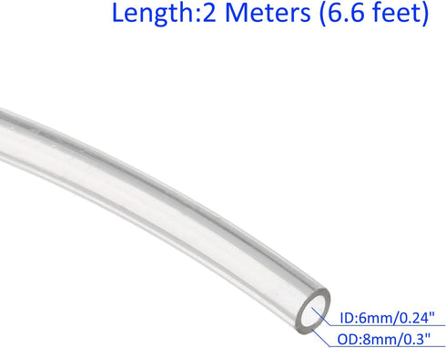Pneumatic Tubing - Air Compressor PU Line Hose Apply to Water Fluid Transfer(6mm ID x 8mm OD, 6.6 Ft Length, Clear)...