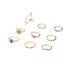 9 Pcs Bohemian Stackable Joint Knuckle Ring Set Vintage Emerald Crystal Finger Ring Gold Midi Ring Pack for Women and Girls...