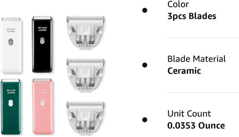 3 PCS Standard Size Replaceable Ceramic Blades Set Pet Hair Clipper,Cat Dog Common Use Clipper Blade(#AP005)...