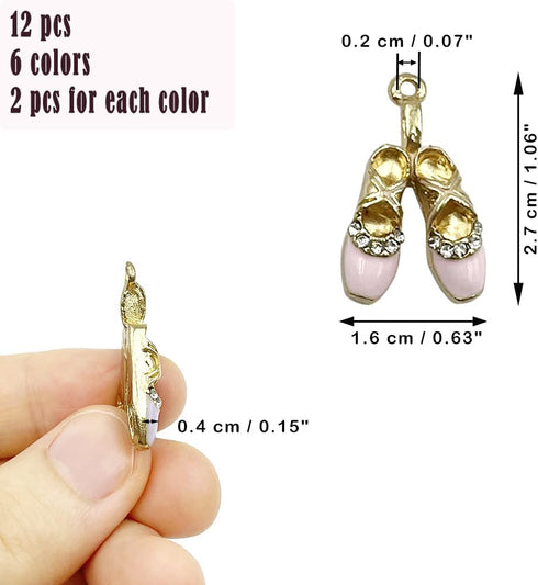 12Pcs Ballet Shoe Shaped Beads Gold Plated Shoes Shaped Enamel Charms Cute Alloy Shoes Shaped Beads for Bracelet Necklace Keychain Jewelry Making ...