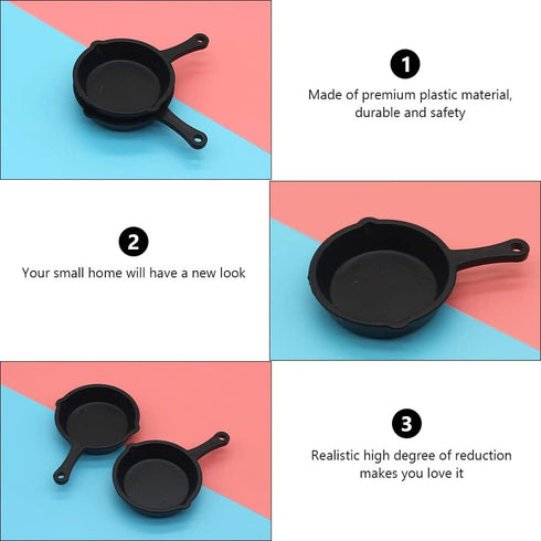 ARTIBETTER 10pcs Miniature Skillet Mini Cast Iron Skillet Small Frying Pan Set for Baked Cookie Brownie Dollhouse Kitchen Accessories...