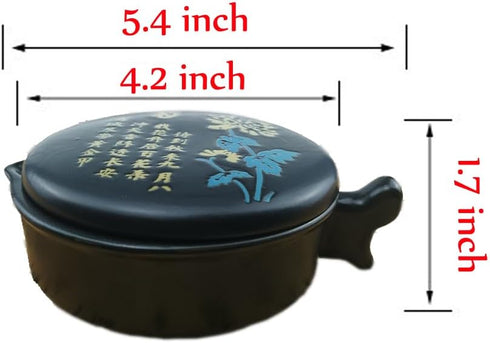 Multifunctional Chinese Calligraphy Handmade Porcelain Ink Well Dish Ceramic Inkslab Inkstone with Brush Holder for Beginners Paintings Writings D...