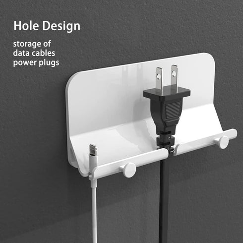 2 Pack Wall Mount Phone Holder Self-adhesive Type with Non-slip Design, Key Holder and Charging Holes for Bathroom, Living Room, Bed Room, Kitchen...